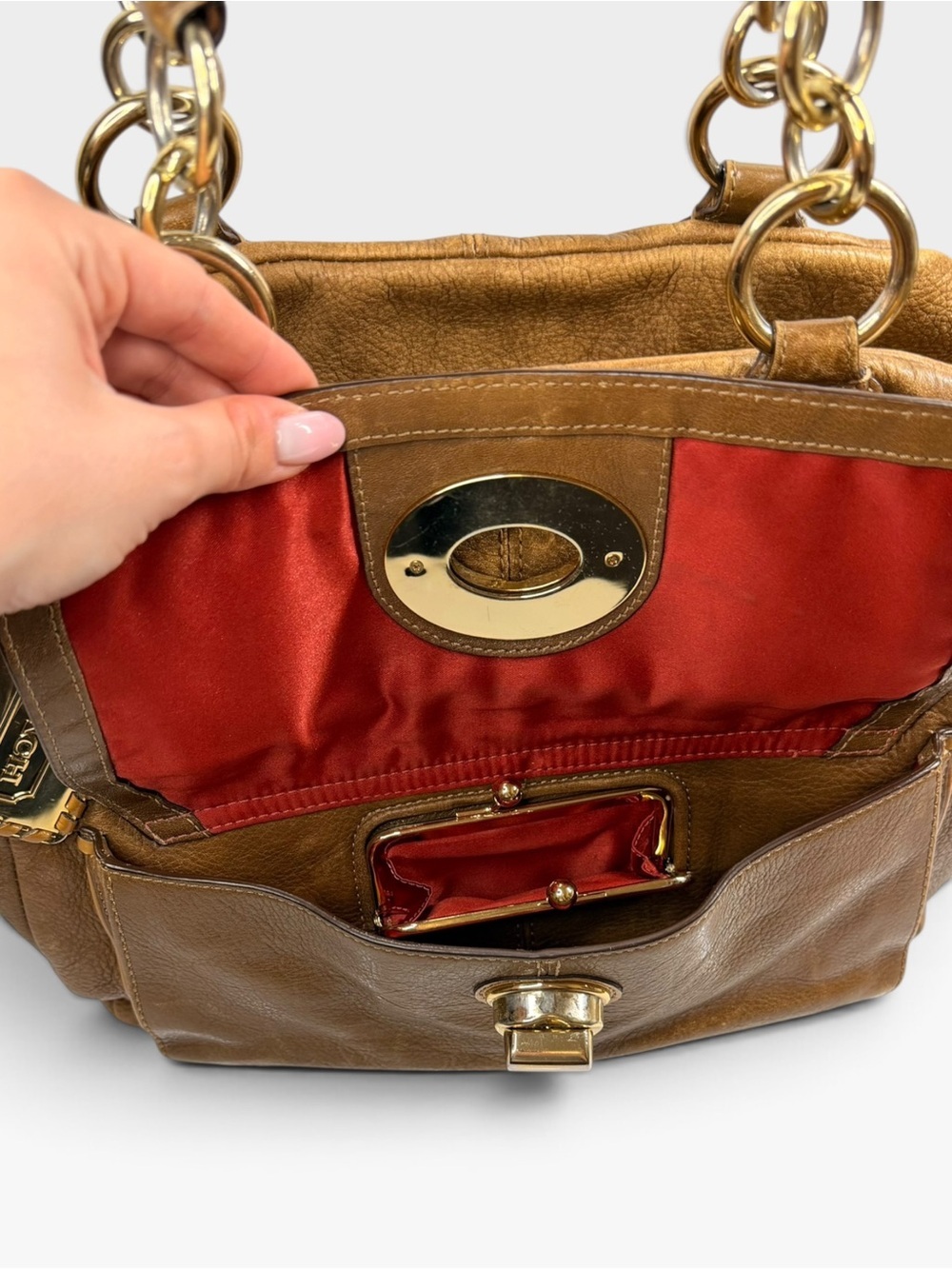 ๐ป Vintage Coach Whipstitch Turnlock Kisslock Slouchy Satchel โ RARE - Picture 7 of 15